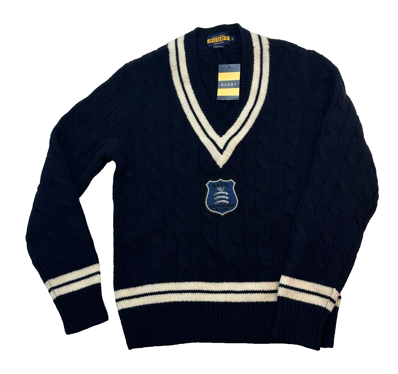 Ralph Lauren Rugby, вязаный пуловер из 100% шерсти, свитер мужской, Размер S, Синий, Новый