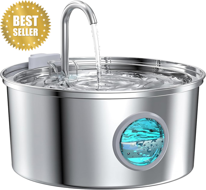 3.2L Cat Water Fountain, Stainless Steel Automatic Pet Water Fountain with Tripl