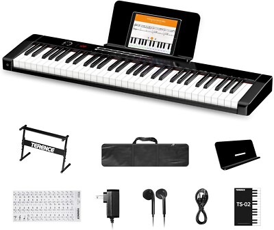 Terence 61-Key Portable Electronic Piano Keyboard Semi-Weighted Keys LCD Display