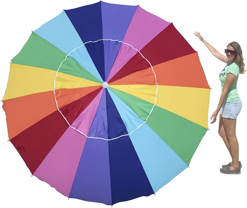 Easygo 8 Foot HEAVY DUTY HIGH WIND Beach Umbrella - Giant 8' Beach Umbrella with