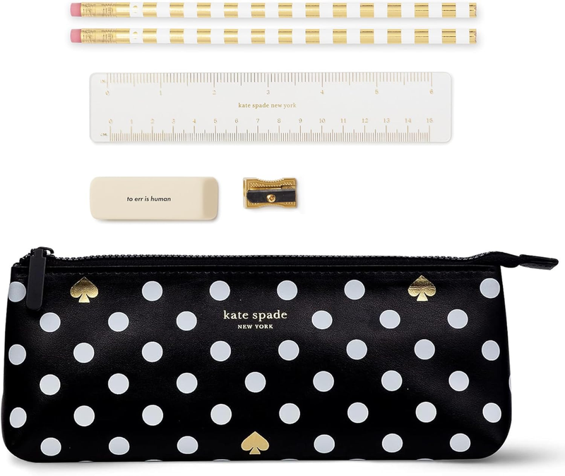 Kate Spade New York Pen and Pencil Case with Office Supplies, Zip Pouch Includes