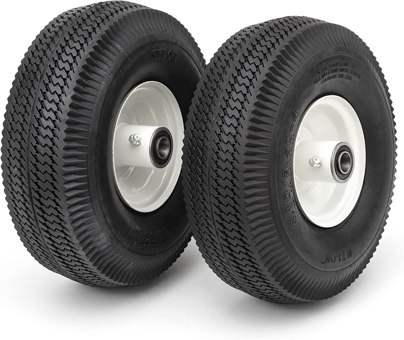 2 Pack 4.10/3.50-4 Heavy Duty Pneumatic Tire Wagon/Hand Truck/ Dolly Cart/Mowe