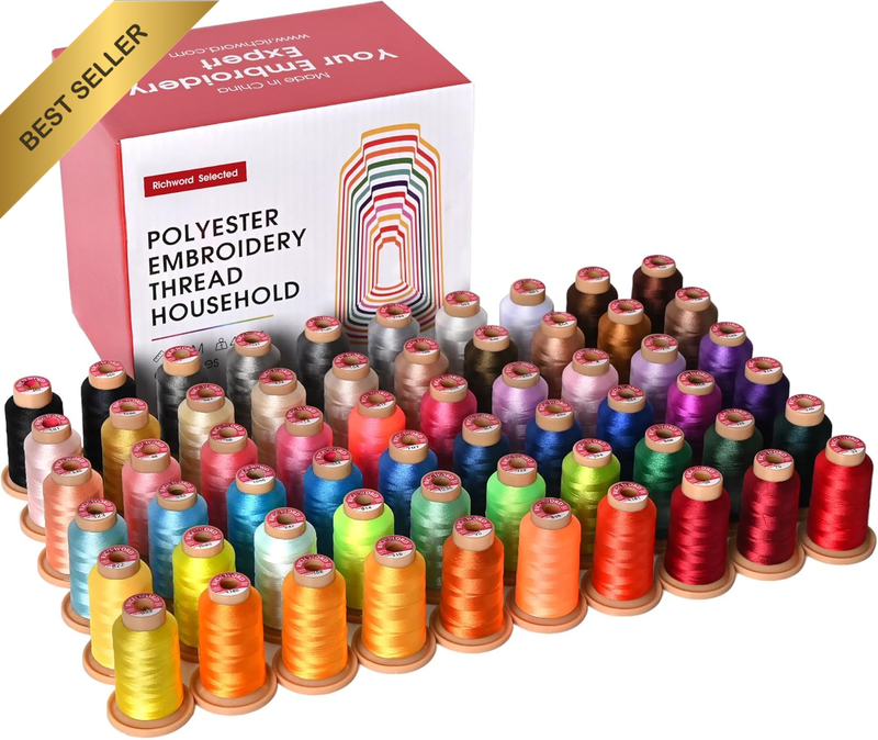 RICHWORD 60 Colors 800M Polyester Embroidery Thread 40Wt Machine
