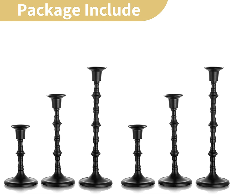 Black Candlestick Holders Taper Candle Holders Bulk 6 Pcs Antique Iron Metal Can