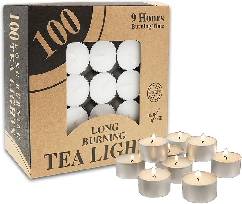 Tealight Candles Tea Light Candle 9 Hours Long Burning Smokeless Paraffin Tealig