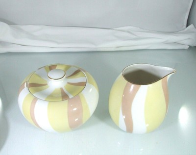 Vintage MCM Ceramic Beige Pitcher Set