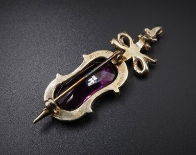 Hess Appel JOLLE Sterling Silver Fancy Cystal Cello Music Pin Brooch 2