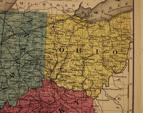 Antique Burgess Map 1853 Tennessee TN Kentucky KY Indiana IN and Ohio OH