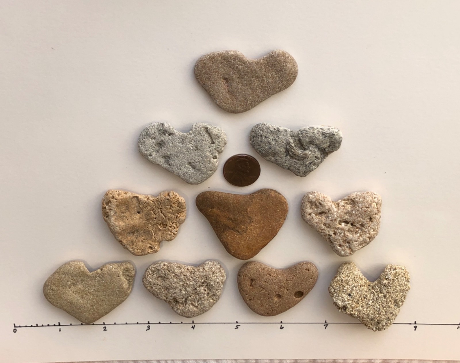 10 Natural Heart Shaped Beach Stones 1.5”-2