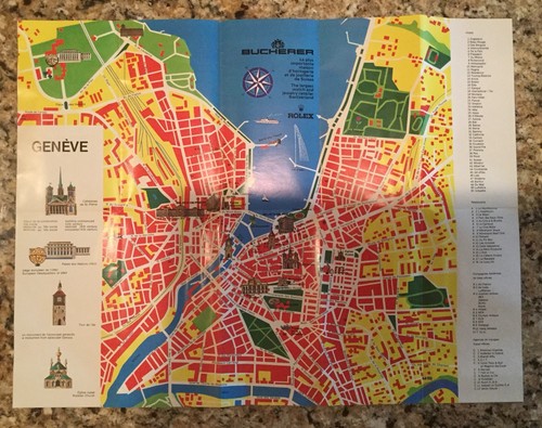 Geneva Switzerland City Map by Rolex And Bucherer Road And Street Travel Map