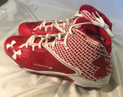 Under Armour Mens Size 11.5 Deception Hybrid Metal Baseball Cleats Red $110