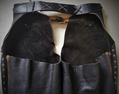 Vintage motorbike riding leather chaps - Talon zippers