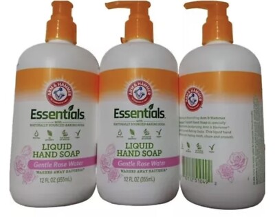 Arm & Hammer Essentials Gentle Rose Water Liquid Hand Soap Lot of 3 pcs