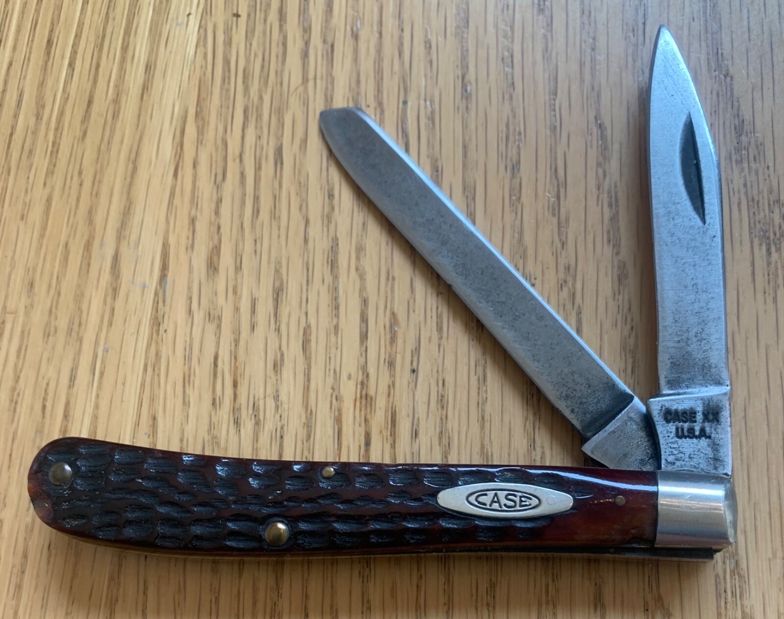 1965-69 CASE XX RED SLIMLINE TRAPPER KNIFE USED #62048 D19