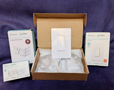LOT of TP-LINK Kasa Smart WiFi Switches (3-Pack), Dimmer, & 3 Smart Plugs