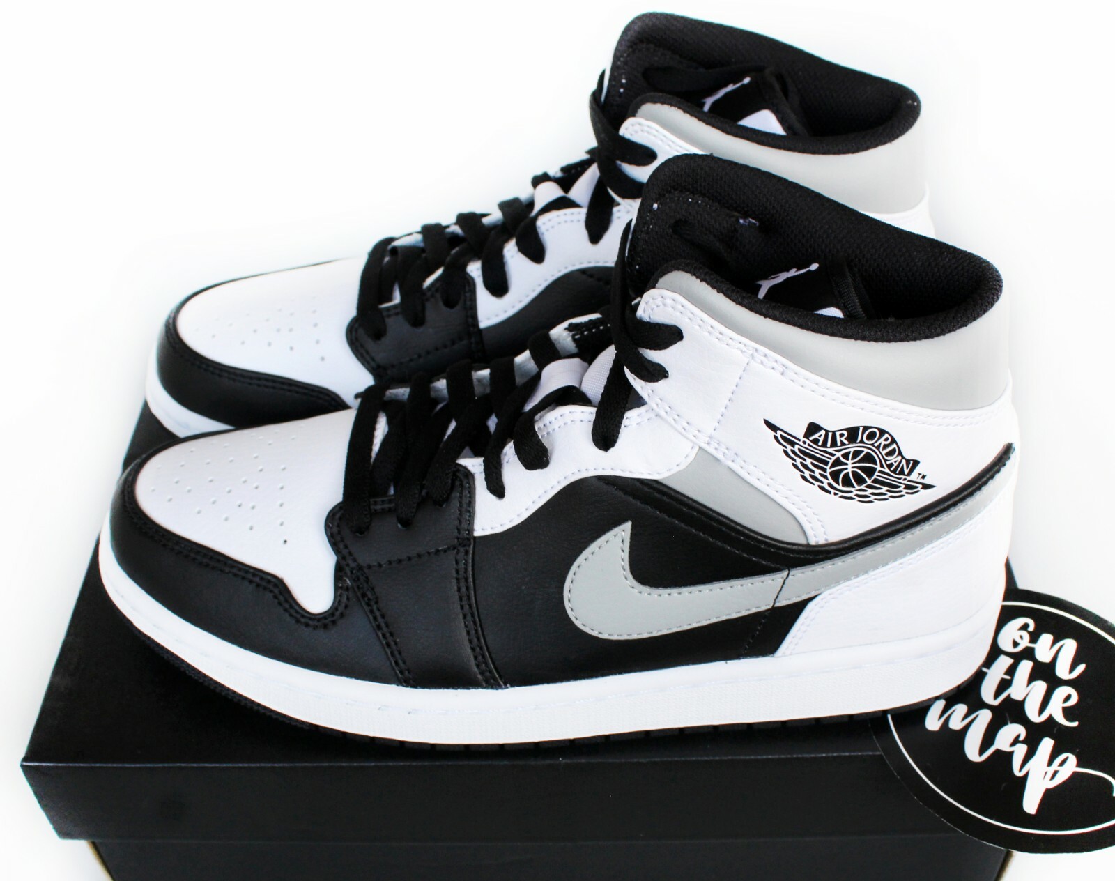 Nike Air Jordan 1 Retro Mid Shadow Grey White Black UK 5 9 Nike Air Jordan 1 Retro Mid Shadow Grey White Black UK 5 9