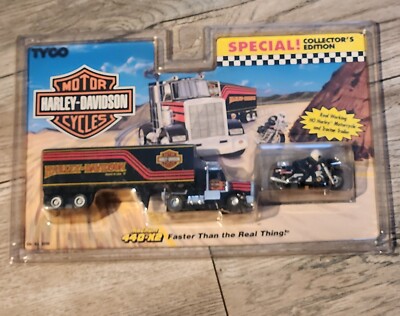 Tyco 9090 HARLEY DAVIDSON Twin Pack Team Truck and MOTORCYCLE HO Slot Car NEW