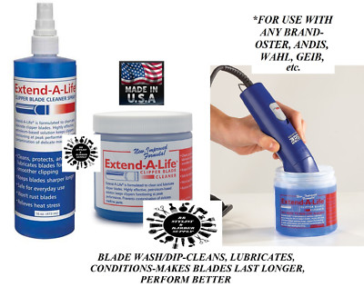 EXTEND CLIPPER BLADE CLEANER RINSE SPRAY&WASH DIP SET Lube*For Oster,Andi s,Wahl