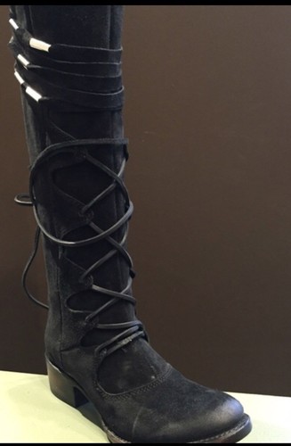 Pre-owned Freebird By Steven Wagon Boot Black Suede Boho Msrp $350 Sz 6 Or 8