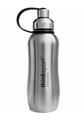 Thinksport Insulated Sports Bottle Silver 25 oz 750 ml Stainless Steel