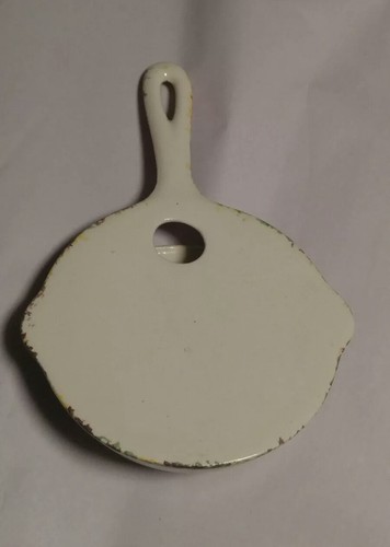 Vintage 1950's Calif Ceramic Wall Pocket Frying Pan with Cherries Yellow Grn Brn