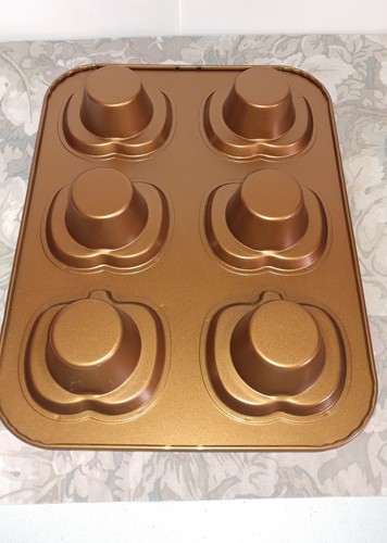 Copper Color Muffin Pan w/ 6 Individual Pumpkin Shape Molds
