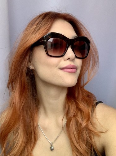 Pre-owned Tom Ford Emmanuelle Tf534 52f 54 Butterfly Brown Havana Women's Sunglasses
