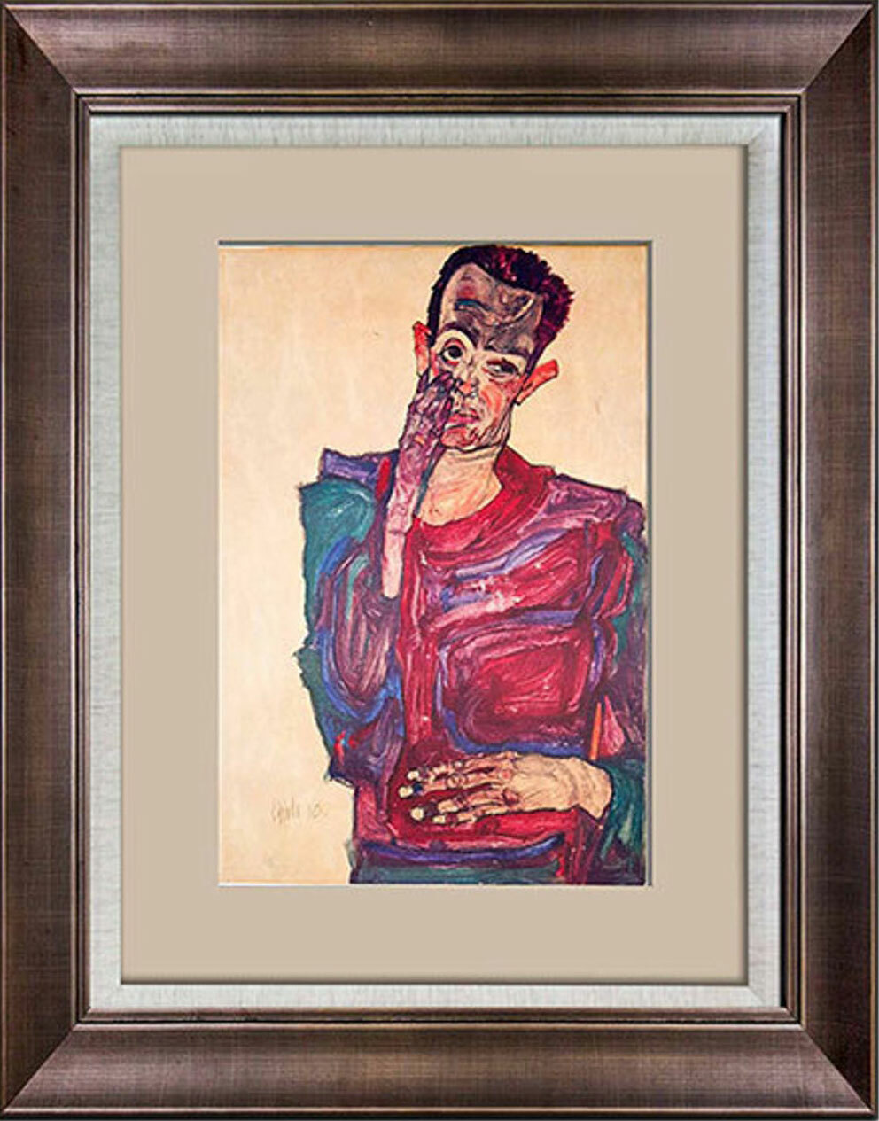 Egon Schiele 線画 木製フレーム付き Egon Schiele 線画 木製フレーム付き Egon Schiele 線画 木製