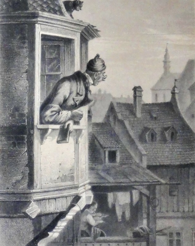 Thomas Heawood (C 1845-C 1910) Antik Stahlstich: Ein Musikalischer Nachbar