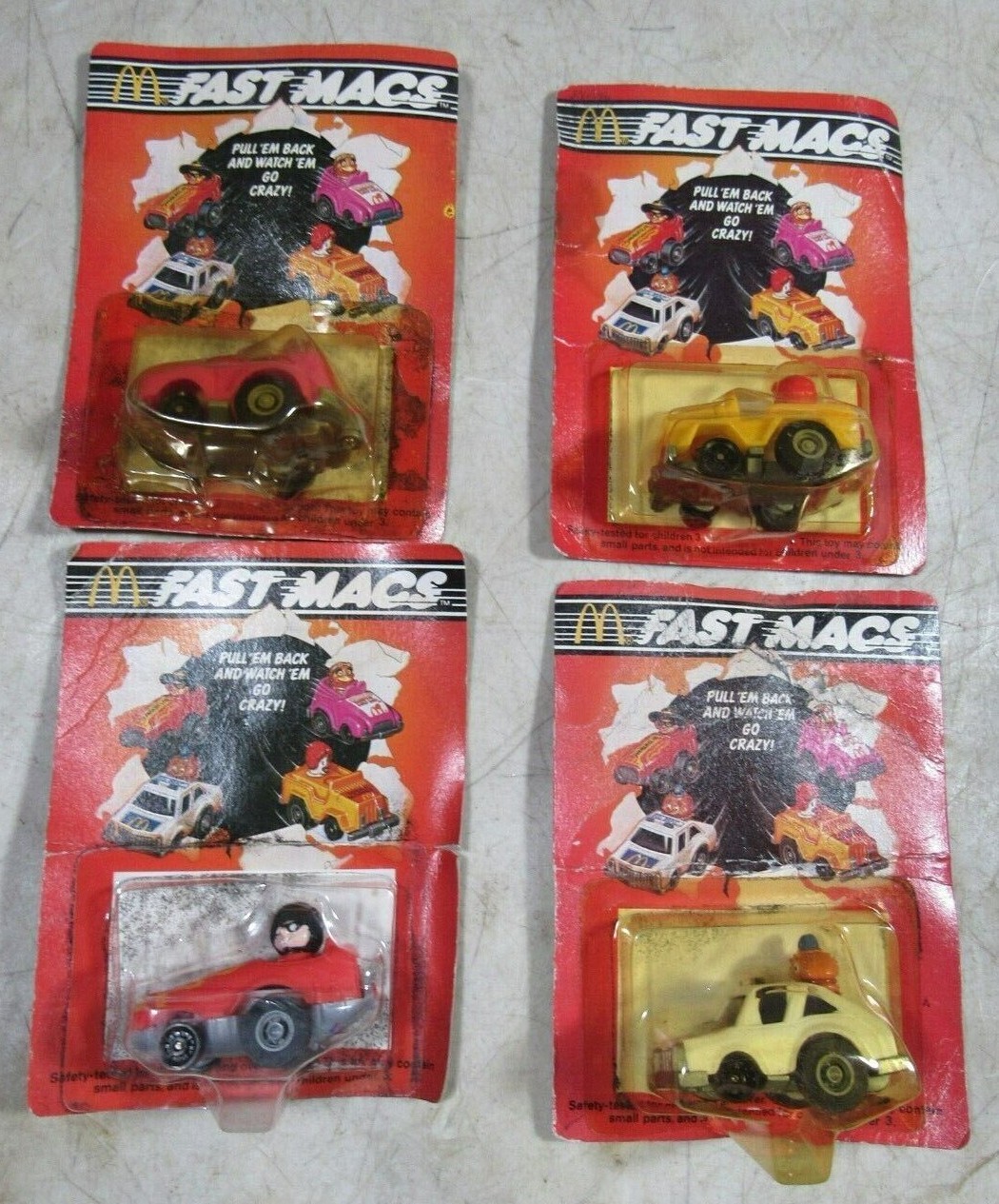 85'McDonaldsFast Macs Pull Back Cars 全4種 85'McDonaldsFast Macs Pull Back Cars 全4種 1985 McDONALD'S