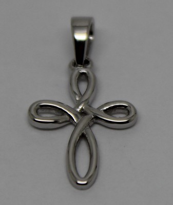 KAEDESIGNS JEWELLERY KAEDESIGNS GENUINE SMALL 9CT 9K DELICATE WHITE GOLD CELTIC CROSS PENDANT