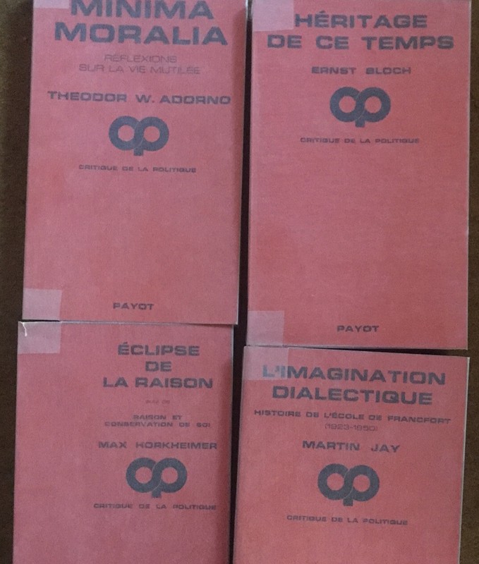 4 Livres Adorno Jay, Bloch, Horkheimer  Payot  Critique De La  Politique Rare