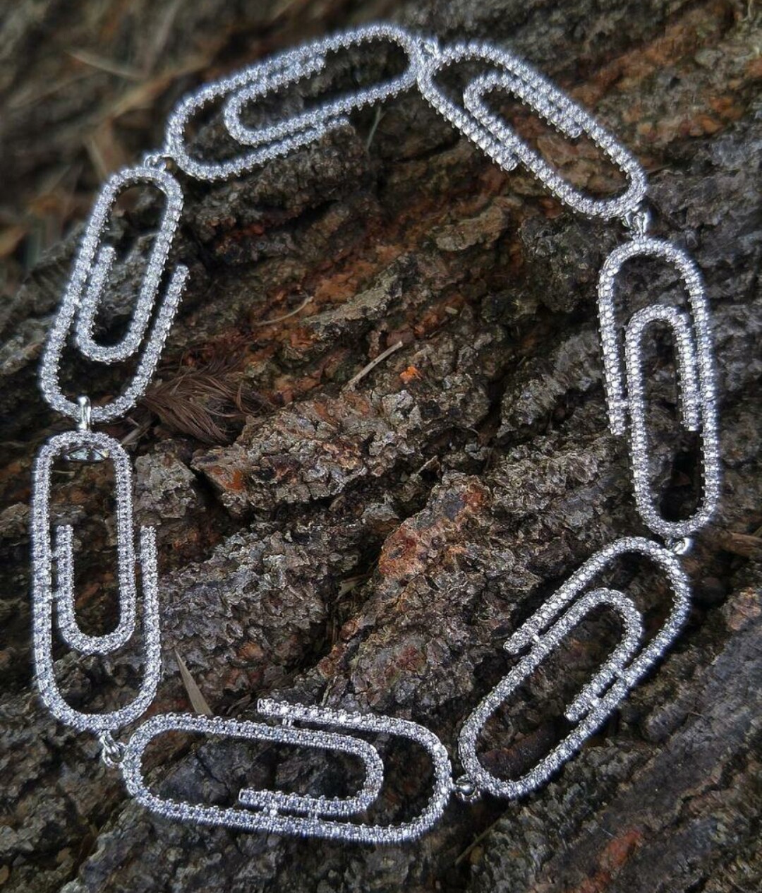 Pre-owned Online0369 Men's 1.18 Ct Round Cubic Zirconia Attachment Clip Bracelet In 925 Silver In Yellow