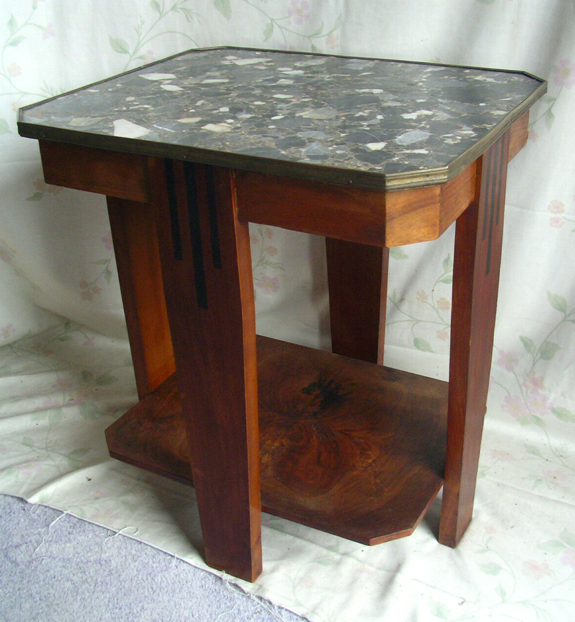 Frankreich Art Deco Tisch Beistelltisch Teetisch Edelholz Marmor french table