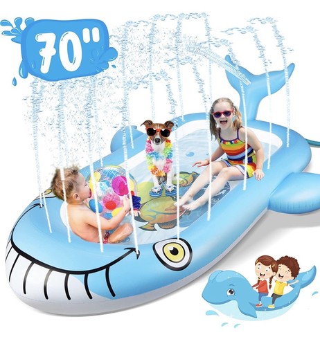 Splash Pad, Dogpool 70” Sprinkler Pool Splash Play Mat for Kids, Inflatable Summ