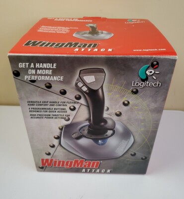 New Logitech WingMan Attack Video Games Controller 1999 Joystick 4 programmable