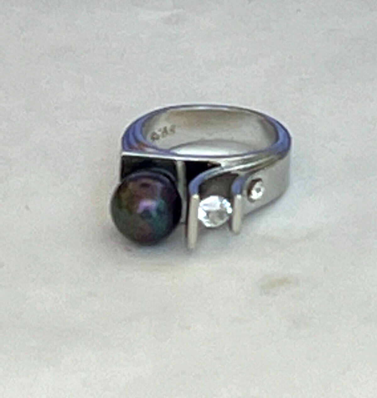 パールダイヤモンドリング 約13号 PT900・パール約8mm・D0.07ct