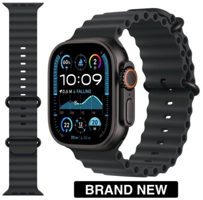 Genuine Apple Watch Ultra BLACK OCEAN BAND 49mm 46mm 45mm Black Titanium Finish