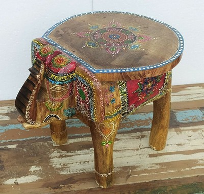 Hand made hand painted elephant Indian elephant Indian painted elephant Indian furniture Wooden elephant with fine finish 3