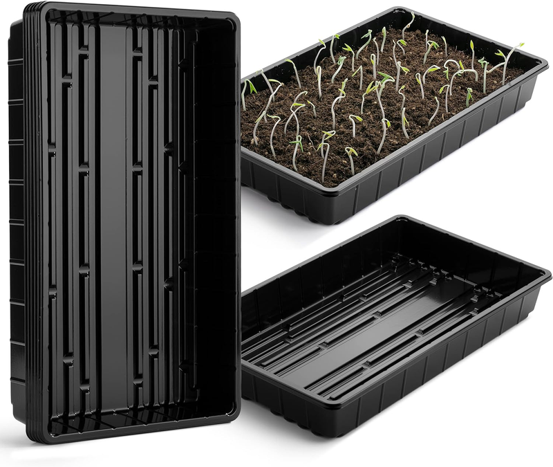 - Plastic Growing Trays, 5Pack, Black, 17X10, Plant Tray, Seed...