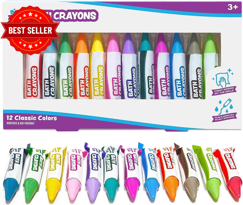 ® Smooth™ Bath Crayons Bath Toy, 12 Pack | Nontoxic, Washable Bath Crayons for T
