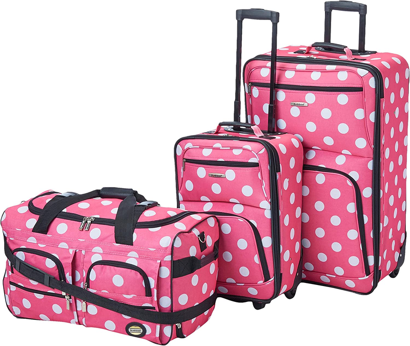 Rockland Vara Softside 3-Piece Upright Luggage Set, Expandab