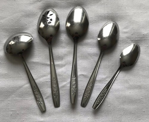 Oneida Simeon L & George H Rogers Stainless Spring Ballad Piece Spoon Ladle Set