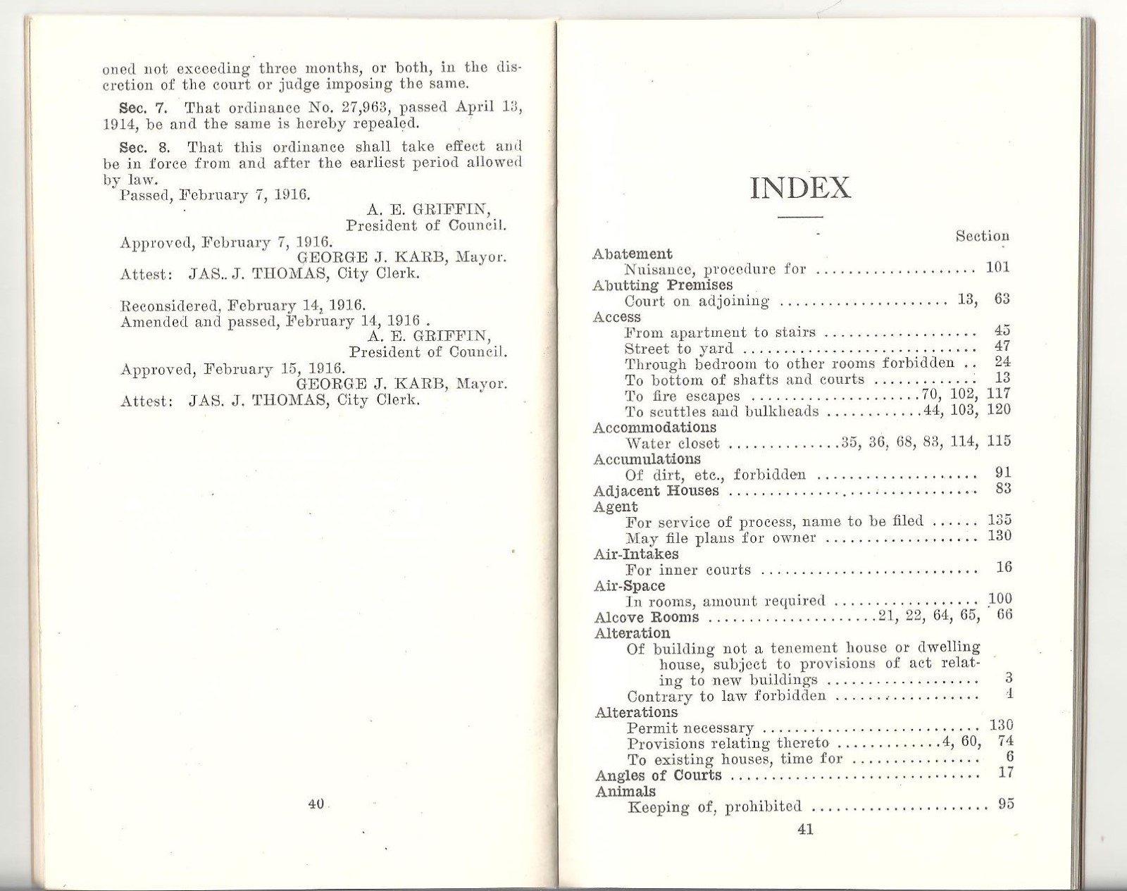 COLUMBUS OHIO 1917 HOUSING CODE BOOK