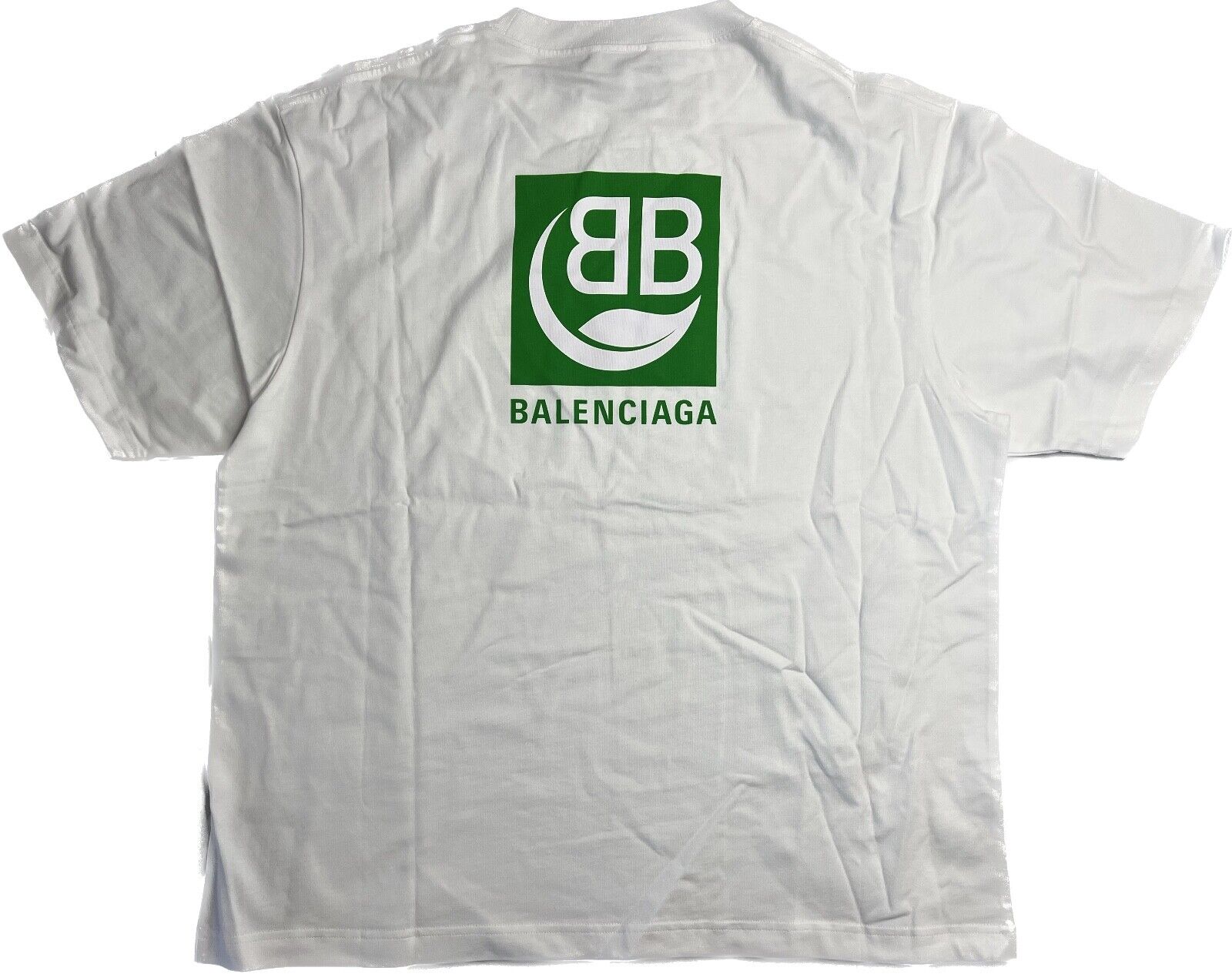 Balenciaga Natural Green Graphic Logo Boxy Short Sleeve Balenciaga Natural Green Graphic Logo Boxy Short Sleeve