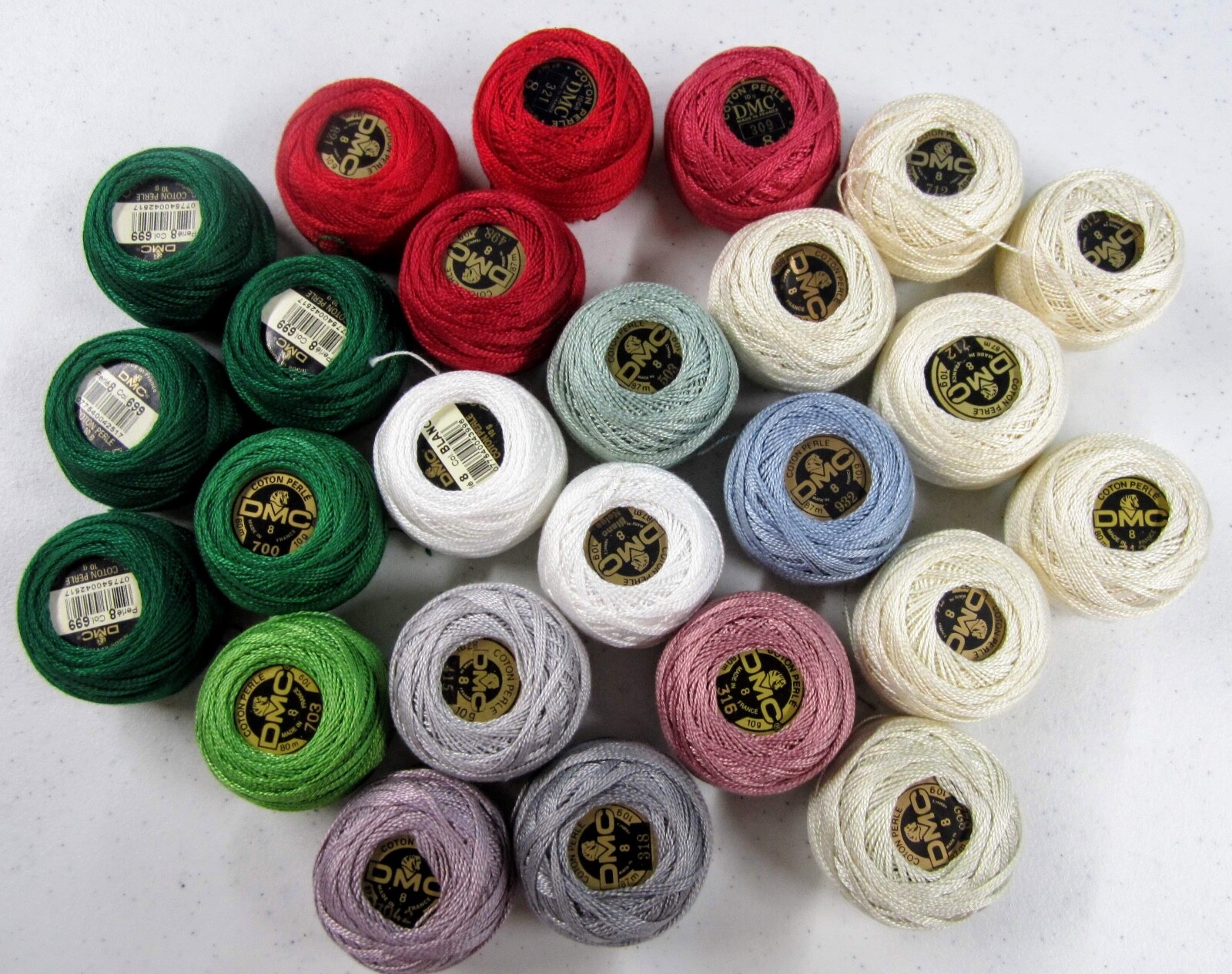 DMC Cotton Perle Size 8 Lot Of 25 Balls 80 Meters Each Various Colors