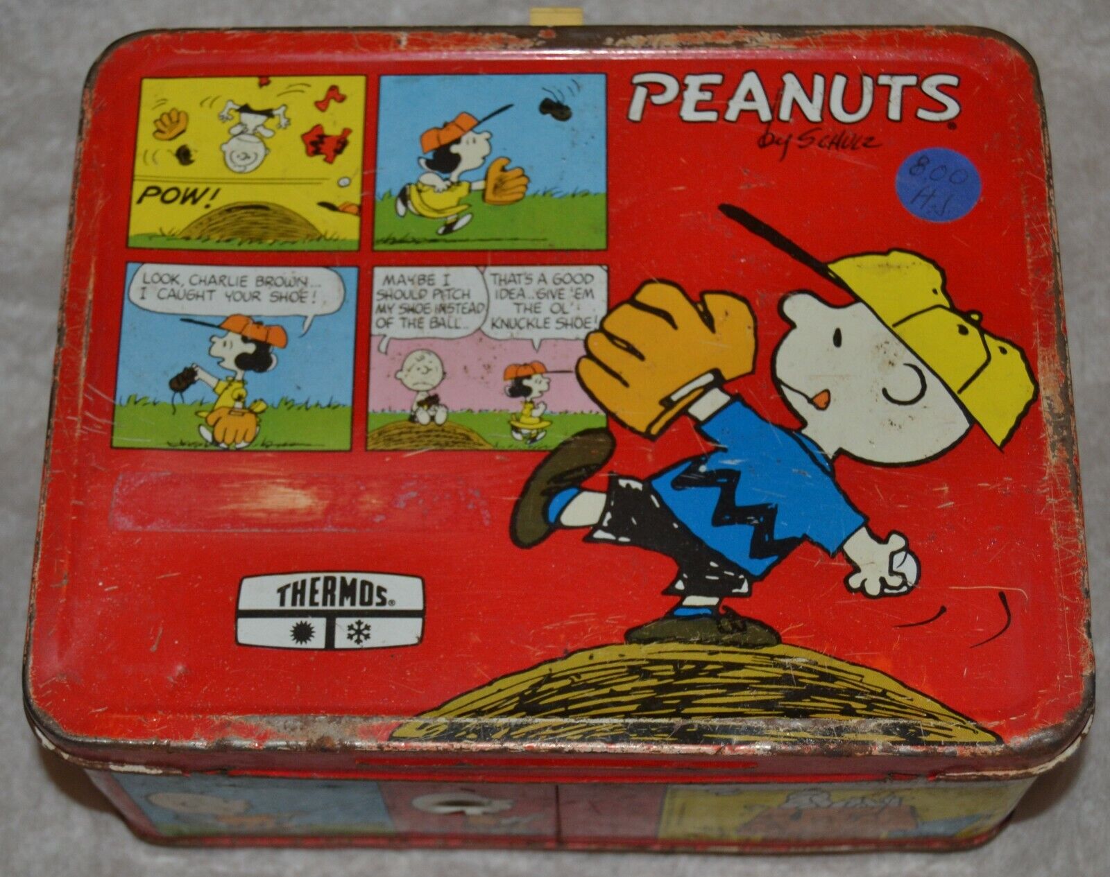 Vintage Peanuts Red Metal 1960s Lunchbox 