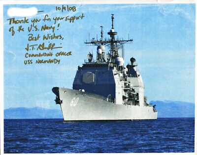 USS Normandy CG-60 US Navy Ships 8x10 photo signed by commanding Officer