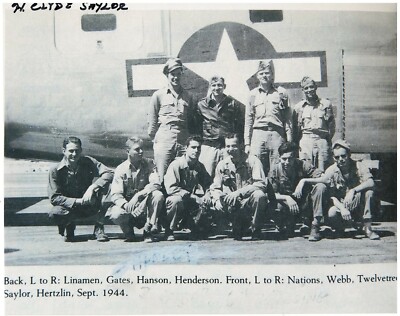 CLYDE SAYLOR 10TH AIR FORCE, 7TH BOMB GROUP B 24 WAIST GUNNER RARE SIGNED PHOTO