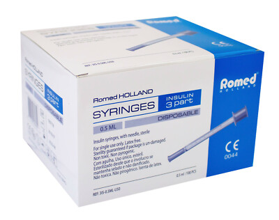 Romed Insulinspritzen Einmalspritzen steril 100 Stück (U 50 = 50 IE auf 0,5 ml)